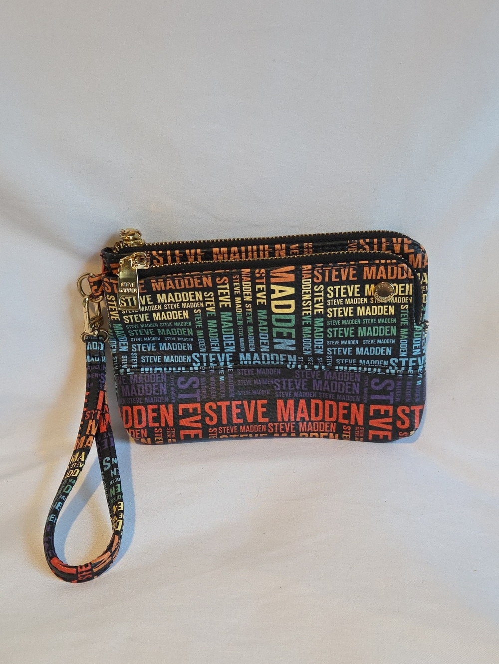 Steve Madden Multi-Color Logo Wristlet - Rainbow Text